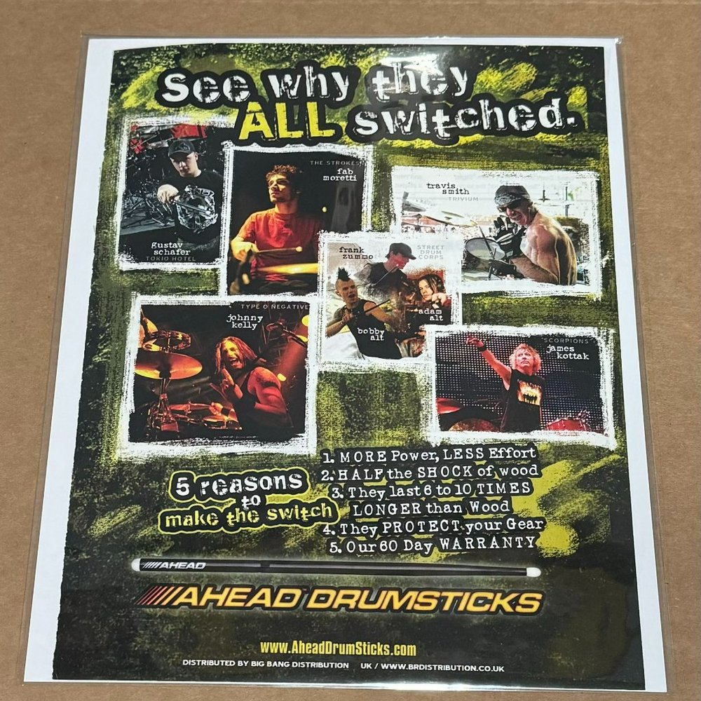 MORETTI / KOTTAK / SMITH / SCHAFER / KELLY - AHEAD DRUMSTICKS - 2009 Print Ad